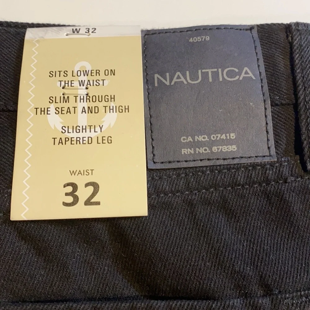 Nautica SZ 32 x 30 Black Slim Fit Denim Jeans New D34 - Picture 2 of 13